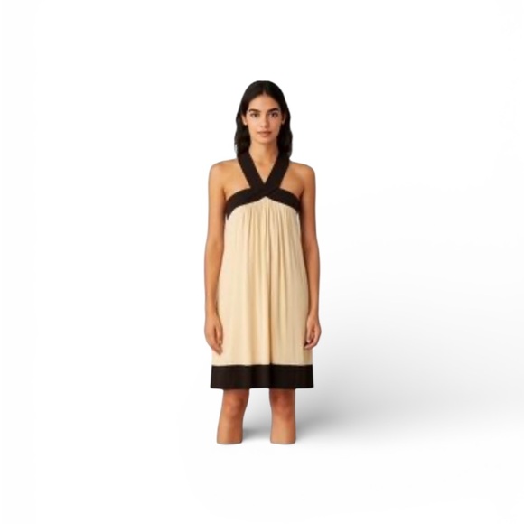 Vintage Diane von Furstenberg Lion Halter Dress,
cream, black, flowy, Size 2 - Picture 4 of 9